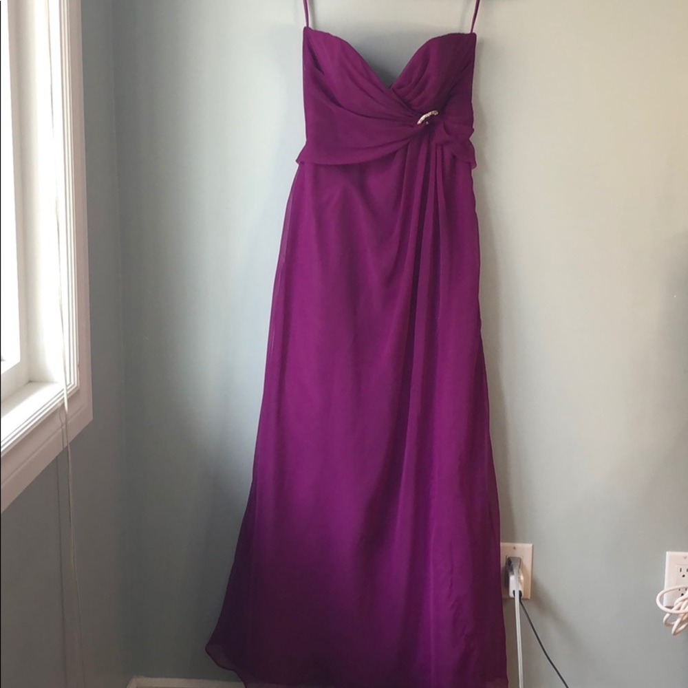 Strapless chiffon evening dress
